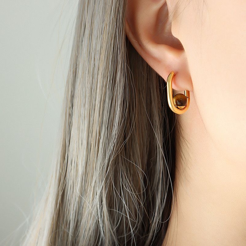 Tiger’s Eye Gold Brown Square Hoops