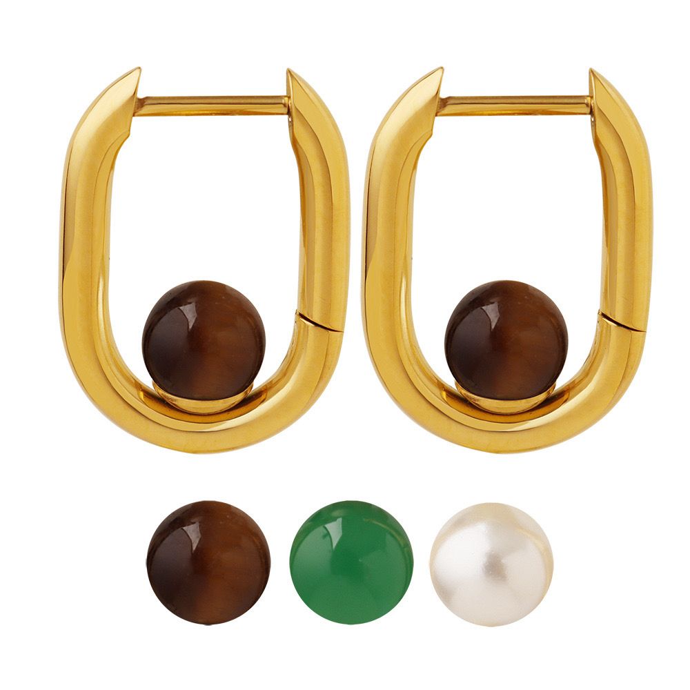 Tiger’s Eye Gold Brown Square Hoops